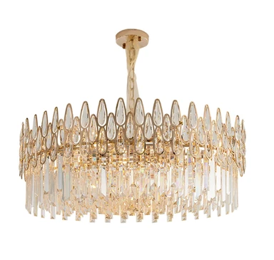 Homary Ketose Modern Gold 9-Light Crystal Chandelier with Adjustable Chain