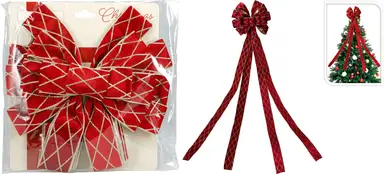 TREE TOP BOW 130X33CM RED CHEC
