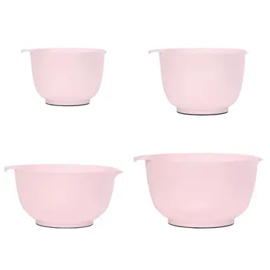 Mix-Schüssel-Set, 4-teilig, Pink, stapelbar, rutschfester Boden, BPA-frei, wiederverwendbar, geeignet für Salat, Meal Prep und Backen