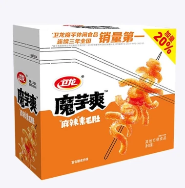 Wei Long konjac-snacks, mala-smaak (vegetarische tripe), doosverpakking 360 g