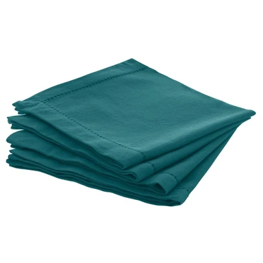 4 Serviettes de Table 'Chambray' Bleu Canard