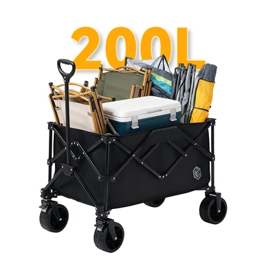 ochama Chariot de transport pliable avec roues tout-terrain à double frein noir - 200 L
