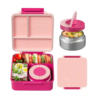 Meoky 54oz Enkelvleugelscherm Divided Lunchdoos - Roze