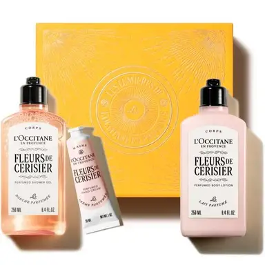 L'Occitane Coffret corps Fleurs de cerisier - Gel douche 250 ml + Lait corporel 250 ml + Crème mains 30 ml