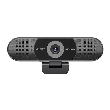 EMEET All-in-One 4K Webcam with Sony Sensor, 4-Mic Array & Dual AI Speakers, Fixed Focus, 98° Adjustable FOV, Plug & Play USB Webcam for Conference
