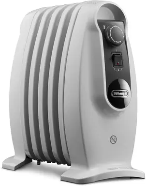 De'longhi Oil Filled Radiator – 500W， 5 Fins， Mini Size， Mechanical Control – White， TRNS0505M