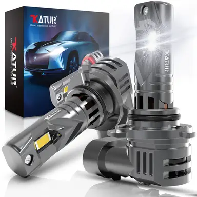 KATUR HB4 LED Headlight Bulbs, 100W 30000LM 6000K Xenon White HB4 Headlight Bulb 1:1 Mini Size Plug and Play 9006 LED Bulb, Pack of 2