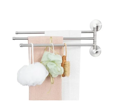 Handdoekenrek 40 cm RVS, 3 zwenkarmen, draaibaar