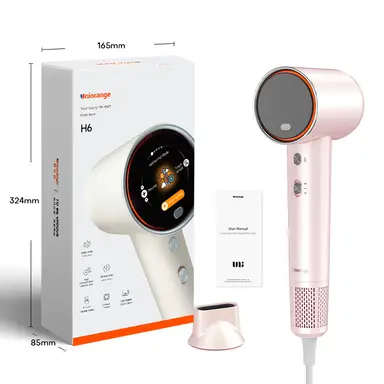 Uniorange H6 Plasma High Speed Hair Dryer (Lotus Pink), HD LCD Screen, 5 Smart Mode, 1600W Power & 1 Billion Plasma Ions, 110K RPM High-Speed Motor, Dries 5X Faster