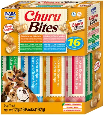 Inaba Bites Multipack für Hunde, 4 Huhn-Sorten, 16 Stück