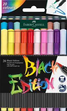 Faber-Castell Black Edition Brush pen cardboard box of 20 assorted