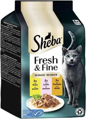 Sheba Fresh & Fine in Sauce mit Huhn, Lachs und Truthahn 6 x 50 g