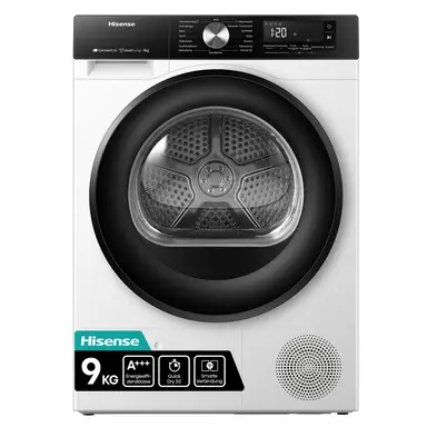 Hisense DH3S902BW3, 9KG, Kondensationstrockner mit Wärmepumpe, 16 Programme, ConnectLife, TwinAir, Weiß, Energieklasse A+++