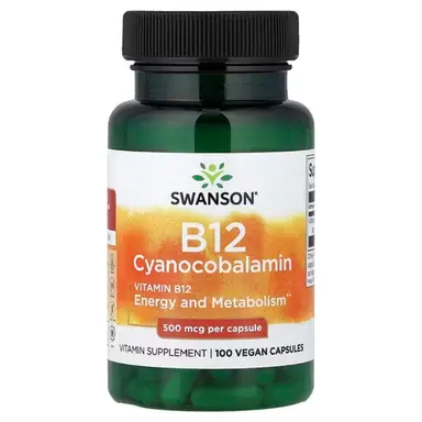 Swanson Vitamin B12 Energy Metabolism 500 mcg - 100 Capsules