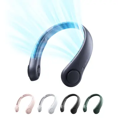 JISULIFE Portable Neck Fan Life 3, Hands Free Bladeless Fan, 5 Speeds, 4000mAh Rechargeable, Wearable Personal Fan, Twistable, Dark Blue