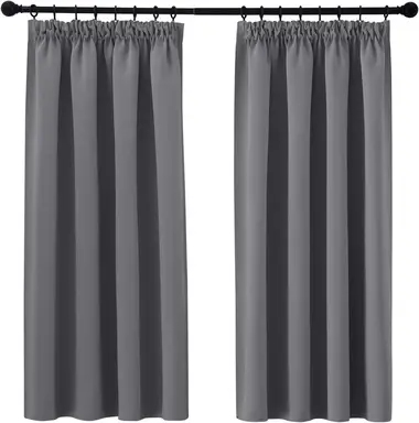 PONY DANCE Pencil Pleat Blackout Curtains, W 46 x L 54 inches, 2 Panels, Grey