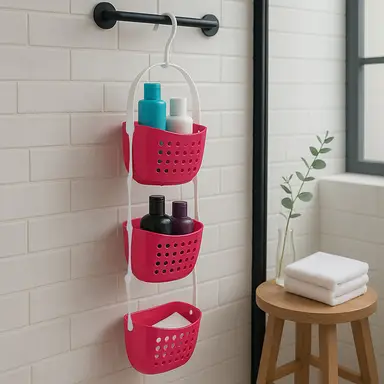 Essentials by Premier 3 Tier Hot Pink Shower Caddy