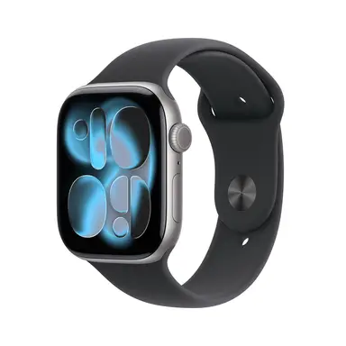 Apple Watch Série 11 GPS 46mm Boîtier en Aluminium Gris Sidéral avec Bracelet Sport Noir - Taille M/L