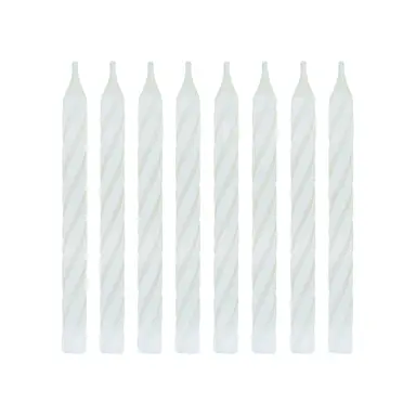 Unique Party Birthday Candles, Striped White, 24 Pack