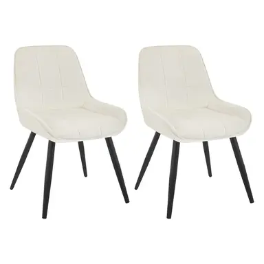 WOLTU 2X Esszimmerstühle, Ergonomischer Stuhl mit Rückenlehne, Samtstuhl mit Metallrahmen, Stühle für Schlafzimmer, Wohnzimmer, Esszimmer und Küche, Creme, BH331cm-2