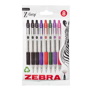 Z-Grip Ballpoint 8 Pack Assorted Colours