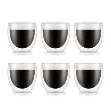 BODUM PAVINA Pack of 6 - 80ml Double Walled Thermo Glasses Extra Small