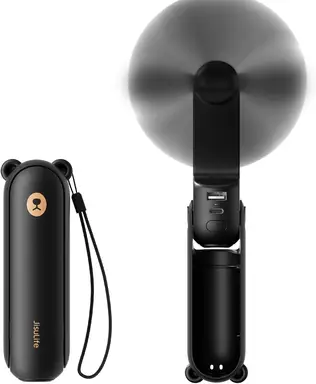 JISULIFE Mini Handheld Fan, 3 in 1 (Personal Fan/2000mAh Rechargeable PowerBank/Flashlight) Pocket Design for Outdoors, Black