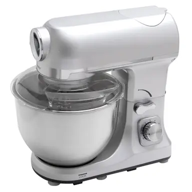 ROBBY Robot multifonction 5 L, 1000 W argenté avec hachoir et mixeur 1,5 L en verre