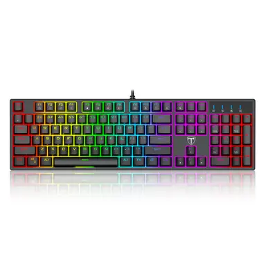 ET 100% Wired Mechanical Gaming Keyboard, QWERTY US layout, Blue Switch USB Wired Keyboard, 20 RGB Light up Backlit Modes, 104 Key Full Size Clicky Keyboards, Anti-Ghosting/Spill-Resistant Rainbow LEDKeyboards for PC(Black)