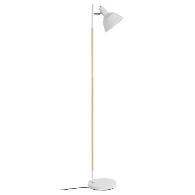 Interiors by Premier Floor Lamp Bryant Wood & Metal White H:150cm