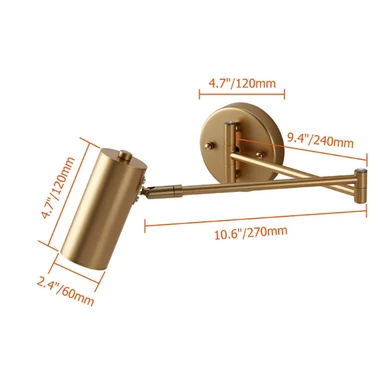 Homary Gold Modern Swing Arm Indoor Wall Sconce 1 Light