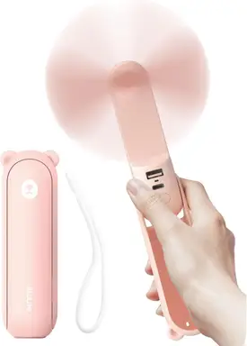 JISULIFE Mini Handheld Fan F8X, 4500mAh Powerbank [max 37Hrs Runtime], Pocket Portable, 3 Speeds, Gifts for Women/Men/Kids, Pink