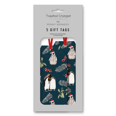 Toasted Crumpet Penguins Noir 5 Pack Gift Tags