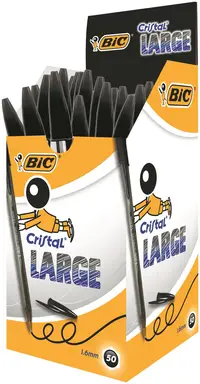 Bic Cristal Original Large Ballpoint Pen Black, Pack of 50