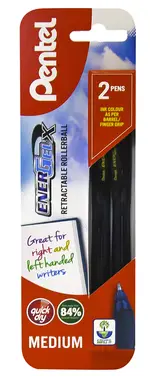 Pentel EnerGel X 0.7 Retractable Gel Pen Black Pack of 2