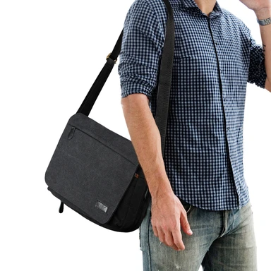 Kono Messenger Bags, Men's Canvas Shoulder Bag Retro Laptop Briefcase with Multiple Pockets for School Travel Business, Fits for 13 Inch Laptop