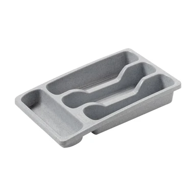 Curver bestekbak met 4 vakken S - 33 x 20 x 6 cm - lichtgrijs - premium opbergoplossing, duurzaam kunststof, moderne huisorganisatie