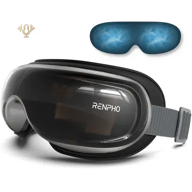 Renpho Eyeris 3 Voice Controlled Eye Massager, Heating & Cooling, 3 Massage Modes, Relieves headaches and migraines,Comfort & Relaxation - Black