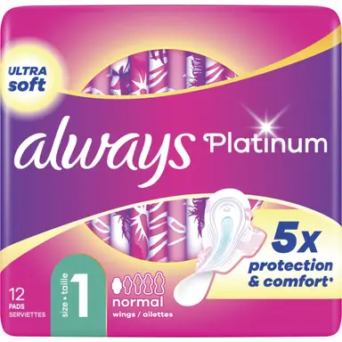 Always Platinum Normal (maat 1) met vleugels maandverband 12 stuks