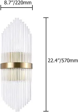 Homary Striaged 2-Licht Gold Wandleuchte - Moderne Glas- & Metall-Waschtischleuchte für Badezimmer, Wohnzimmer & Flur
