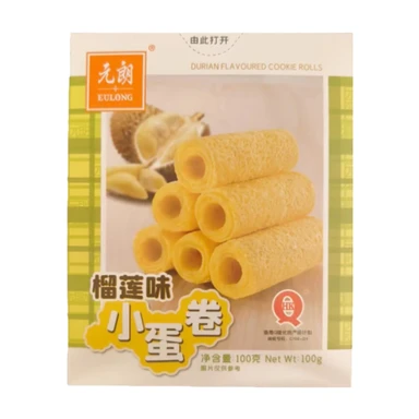 EULONG Mini rouleaux de biscuit saveur durian 100 g