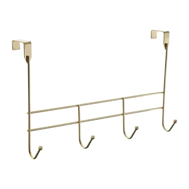Maison by Premier Functional 4 Hook Champagne Gold Over Door Hanger, Stylish Over Door Coat Hanger, Sturdy Design Hanging Rack