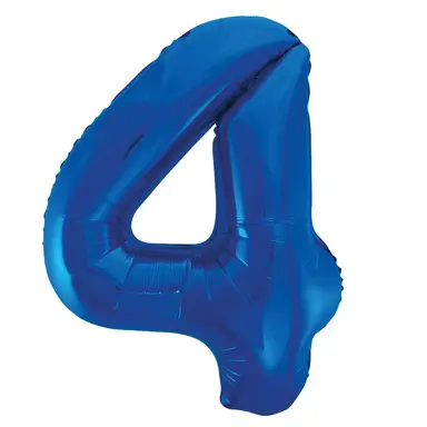 Unique Party Giant Number 4 Balloon, Blue, 86cm