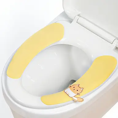 SNSP Lot de 4 paires de coussins de toilette adhésifs pour siège de toilette, lavables, avec poignée et autocollants