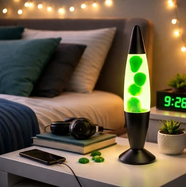 GLOBAL GIZMOS Lava Lamp Rocket Green/Clear/Black