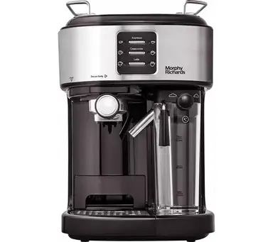 Morphy Richards Traditional Pump Espresso Coffee Machine & Automatic Milk Frother, Black & Silver - 172023