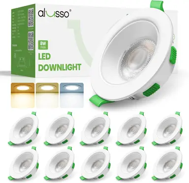 ALUSSO Spot encastré LED anti-reflet - 230 V, plusieurs intensités, spots de 68 mm, 3W, 4W, 6W, 8W, 3CCT 3000K 4000K 6500K, IP44, lumières encastrées pour plafond de salle de bain ou cuisine