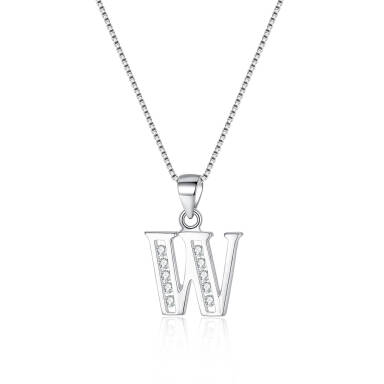 Ever Faith 925 Sterling Silver Initial Necklace CZ 26 Letters Alphabet Personalized Charm Pendant Necklace, Jewellery Gifts for Women Mom Girls Teen Anniversary Birthday Mothers Day Xmas Valentines