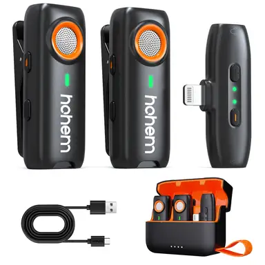 hohem draadloze lavaliermicrofoon, 3 niveaus DSP-ruisonderdrukking, 100 m bereik, 20 u batterij, afstandsbediening, TF-back-upopname