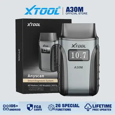 XTOOL A30M OBD2 Diagnostic Device BT, Wireless Car Diagnostic Tool with 26+ Reset, Bidirectional/Active Test, All Systems OBD Diagnostic Device for Android & iOS, Oil/ABS/SAS/BMS/DPF Reset...Lifetime Updates